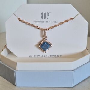 Rose Gold and Blue Pendant Necklace